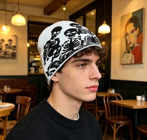<span class=keywords><strong>Bonnet</strong></span> en tricot tendance de haute qualité, unisexe, en acrylique, avec lettres imprimées numériquement, pour le sport, fournisseur de chapeaux personnalisés avec logo - Product Image 2
