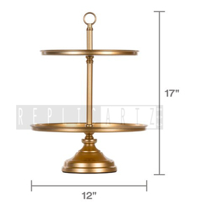 Plateau de service décoratif en métal plaqué or, design Art Déco, forme à motif solide - Maximus International MS-170 pour la cuisine et la salle à manger - Product Image 4