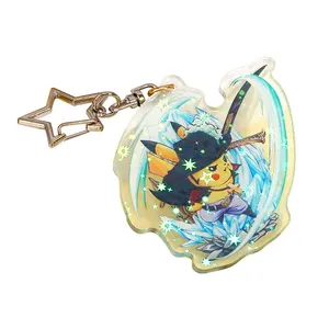 2024 New acrylic dazzle pendant key chain creative cute anime clear key ring acrylic custom keychain