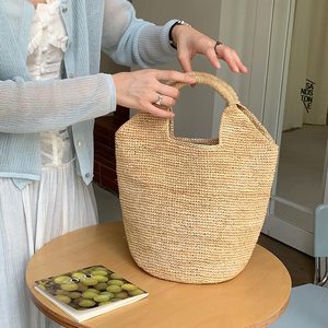 2025 Hot Bán Của Phụ Nữ Lớn Du Lịch Vai Túi Xách Tay Rơm Bãi Biển Lưới Tote Túi Raffia Vật Liệu Tự Nhiên Mở Đóng Cửa Loại - Product Image 3