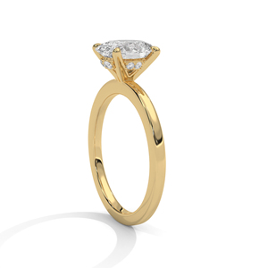 High Custom 10k, 14k Yellow Gold Lab Grown Oval Cut Diamond Side <b>Stones</b> Vintage Style Wedding Engagement Party Ring - Product Image 3