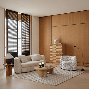 Sofá Moderno Curvo de Tela Bouclé de 3 Plazas, Tapizado con Brazos Redondeados para Sala de Estar, Hotel, Apartamento y Proyectos - Product Image 4