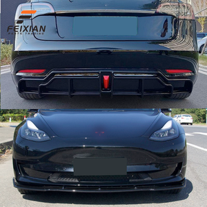 Pour Tesla Model 3 2019-2024 Kit Carrosserie Complet (Lèvre Avant, Lèvre Arrière, Jupes Latérales, Ailerons Latéraux, Canards de Pare-chocs) en ABS Poli, Installation Facile - Product Image 4