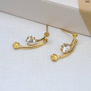 Hebilla para Pendientes de Plata S925 con Doble Cuentas, 16 mm, Perla de Mármol, Accesorios para Manualidades, Bandeja Vacía Semiterminada 4896, Chapada en Oro - Product Image 4