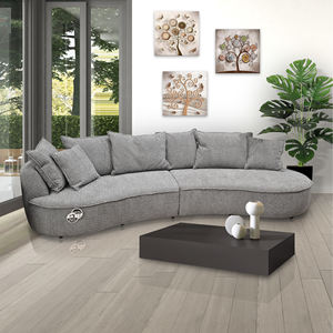 Divano a 3 Posti LEVI BIG FAMILY con Finitura in Tessuto Grigio - Product Image 1
