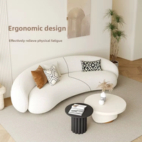 Canapé Courbé Monoplace en Flanelle Crème Pas Cher avec Pieds en Bois, Design Moderne et Simple pour Salons et Petits Espaces
