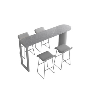 Table de cuisine et de salle à manger en métal de style nordique, table de comptoir minimaliste et chaises pour petits appartements - Product Image 5