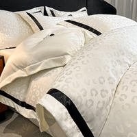 Ensemble de literie de luxe en soie lavée brodée 4 pièces, imprimé léopard, linge de lit doux, textile de maison printemps-été