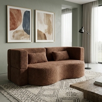 Stilvolles Braunes Flauschiges Modulares Schlafsofa Komfortables Pelziges Tagesbett für Kreativstudios und Moderne Wohnungen