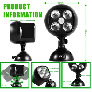 Lámpara de Garaje Giratoria, con Sensor de Seguridad, 4 LED, Inalámbrica, para Exteriores, Resistente al Agua IP44, Funciona con Pilas Secas, para Jardín - Product Image 3