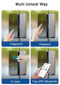 Serratura Biometrica WiFi Tuya Senza Foratura con Impronta Digitale e Scheda Chiave per Porte Scorrevoli in Vetro da Ufficio - Controllo Accessi - Product Image 5