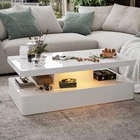 Table basse LED créative de luxe pour la maison, table basse de salon avec éclairage d'ambiance et rangement