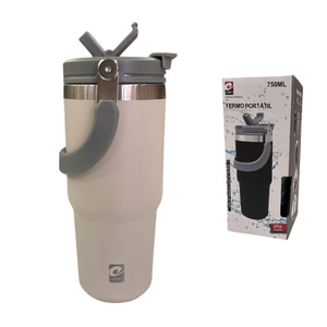 Gobelet écologique 750 ml en acier inoxydable, portable, avec poignée et couvercle - Product Image 2