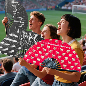 Tùy chỉnh lớn Rave Clack quạt tay với xương tre 33cm Kungfu Fan <span class=keywords><strong>clap</strong></span> vải có thể gập lại Fan Pop Dance - Product Image 2