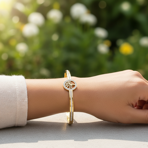 Braccialetti di moda albero della vita in acciaio inossidabile placcato oro - Product Image 3