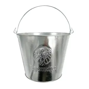 Metal galvanizli bira kovası özelleştirilmiş kabartmalı Logo 5L içecek küvet parti Bar