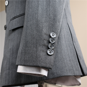 Premium Wool Blend Suit <strong>for</strong> <strong>Men</strong> Double Breasted 2 Piece Slim Fit Italian Style Business Formal Wedding Groom Anti-Wrinkle <strong>Blazer</strong> - Product Image 4