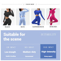 Ensemble de leggings et crop top sans coutures pour femme, haute élasticité, tenue de sport et yoga, avec trous pour les pouces, séchage rapide, respirant, pour fitness et pilates