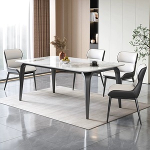 Stile <span class=keywords><strong>moderno</strong></span> di lusso in marmo rettangolo tavolo da pranzo sedia Set 4 6 posti ristorante <span class=keywords><strong>soggiorno</strong></span> mobili da <span class=keywords><strong>cucina</strong></span> ultimi disegni - Product Image 3