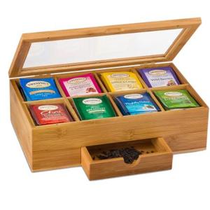 Tea bag caddy organizer smooth solid bamboo,tea bag organizer bamboo,tea box bamboo paper box organizer