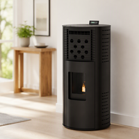 Poêle à granulés rond de luxe léger série PS-R, chauffage intérieur domestique à biomasse avec verre Schott et contrôle via application mobile WIFI