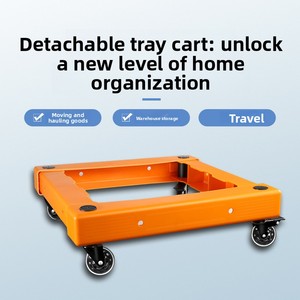 Orange Plastic Platform Cart <b>with</b> Four <b>Wheels</b> Movable <b>Storage</b> <b>Trolley</b> for Household Use - Product Image 2