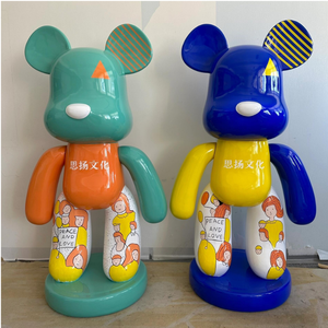 Cuộc Sống tùy chỉnh kích thước sợi thủy tinh gấu bức tượng đầy màu sắc nhựa sợi thủy tinh gấu gạch điêu khắc bạo lực gấu nhựa phim hoạt hình điêu khắc - Product Image 4