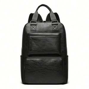 Waterproof Men's PU Laptop <b>Backpack</b> <b>Large</b> Capacity Polyester Lining Casual Business Zipper Bag School <b>Backpack</b> - Product Image 3