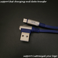 Produsen 1m panjang 90 derajat bentuk L multifungsi pengisian daya cepat V8 kabel USB mikro Android