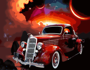 Dipinto a Olio con Numeri, Autobus su Tela, Decorazione Casa Dipinta a Mano, Arte Murale con Numeri, Regalo Fatto a Mano, Auto - Product Image 4