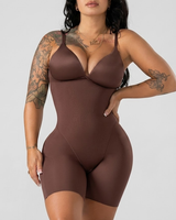 Bodysuit Moldeador Personalizado al por Mayor para Mujer, Escote en V Profundo, Sujetador Incorporado, Entrepierna Abierta, Control de Abdomen, Ropa Interior Moldeadora hasta Medio Muslo