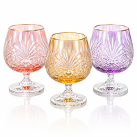 Ensemble de gobelets en cristal coloré faits à la main, verres à pied taillés par des artisans, style vintage, pour mariage, banquet, hôtel, fête, élégant, maison, Chine