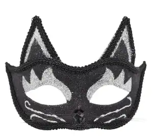 Máscara veneziana Masquerade Luxo Preto Prata Ouro Gato Glitter Máscara para Fantasia Vestido de Natal Halloween Traje Meninas Do Partido Mulheres