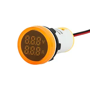 Yellow LED Dual Display AC Voltmeter Ammeter 0 to 100A 22mm Round Digital Voltage Current Tester Panel Instrument Indicator