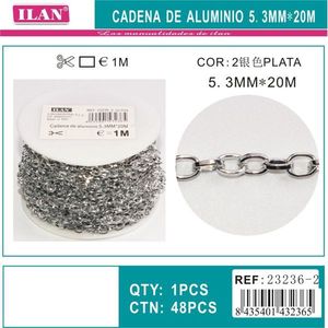 Catena in alluminio Iln 5,3 mm x 20 m colore argento per lavori artigianali - Product Image 1