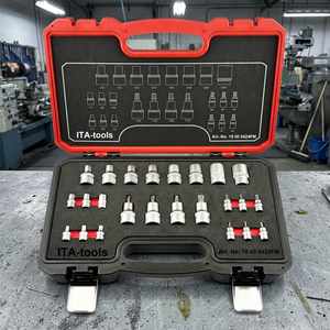 ชุดบิตซ็อกเก็ต Torx 24 ชิ้น ขนาด 1/2 นิ้ว ผลิตในไต้หวัน รับผลิตแบบ OEM ODM วัสดุโครเมี่ยมวานาเดียม เคลือบผิวแบบซาติน พร้อมด้ามจับแบบตรงและลายกันลื่น สำหรับงานฮาร์ดแวร์ - Product Image 1