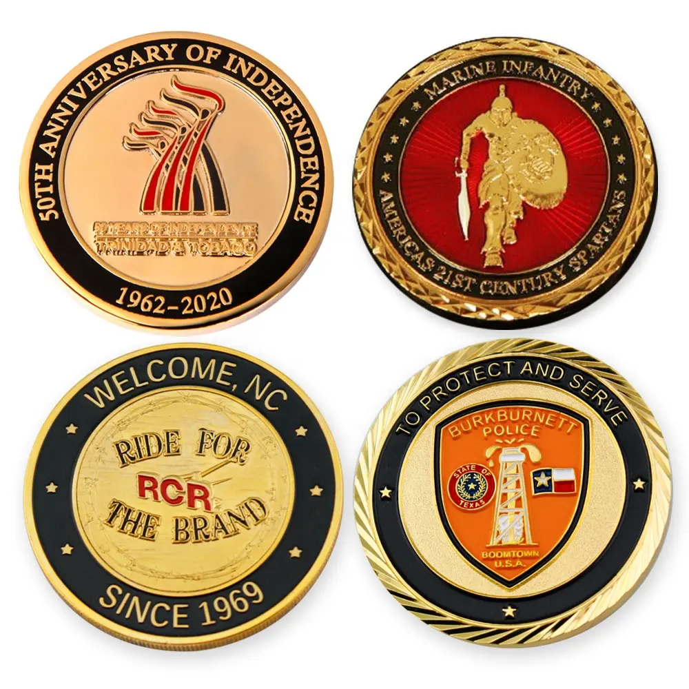 custom 3D logo with double plate brass challenge coin