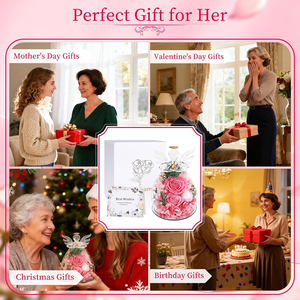 Figuras de Ángeles Personalizadas al por Mayor, Cúpula de Cristal con Rosa Preservada Real, Regalo <span class=keywords><strong>para</strong></span> <span class=keywords><strong>el</strong></span> Día de San Valentín o <span class=keywords><strong>el</strong></span> Día de la Madre, Hecho a Mano, Eterno - Product Image 6