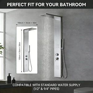 Columna de Ducha de Acero Inoxidable para Baño, Multifuncional, con Chorro de Masaje, Efecto Lluvia, Doble Grifo, Montaje en Pared, Acabado Níquel Cepillado, ¡Gran Venta! - Product Image 5