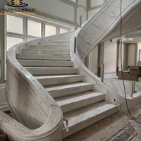 Escalier en colimaçon circulaire moderne de luxe en marbre pour villas et projets hôteliers, solution avec service d'installation sur site