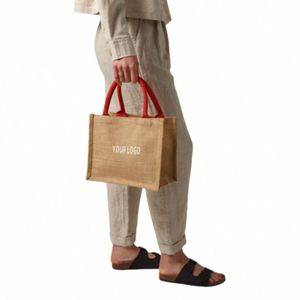 Bolsa de Regalo de Yute Natural Grande y Pequeña con Diseño Personalizado Impreso al por Mayor - Product Image 6