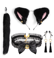 Ensemble de sept pièces de jouets sexuels SM, bandeau queue de chat, accessoire interactif pour la flirt féminin, plug anal pour adultes