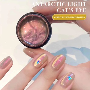 Vernis à ongles gel effet œil de chat Northern Lights, populaire, coloré, avec perles de verre, vernis à ongles œil de chat rose - Product Image 1