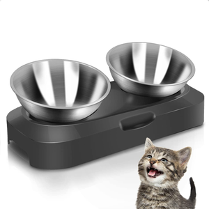 Stainless Steel Pet <b>Bowls</b> & Feeders Neck Care Design Double <b>Dog</b> Cat Water Food Elevated <b>Bowls</b> With Non-slip Base - Product Image 1