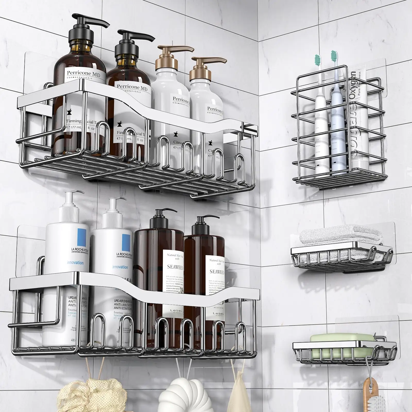 Support de douche ensemble de 5 pièces utilisé pour le stockage de la salle de bain décoration de la maison support de rangement