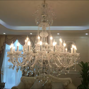 Hot Sale Luxury <b>Large</b> Crystal Chandelier for Weddings Hotel & Villa Adjustable Height Hanging on Staircase with <b>Candle</b> Decor - Product Image 1