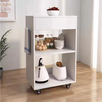 Chariot de cuisine moderne blanc avec étagères ouvertes, chariot de rangement roulant pour cuisine, chariot de cuisine peu encombrant avec roulettes