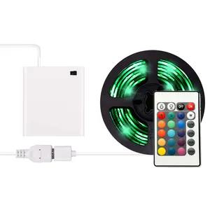 New Battery Powered 0.5M 1M 2M 3M 4M 5M Led Strip Tape Light DC5V Not-Waterproof IP20 Warm White RGB Flexible rope stripe