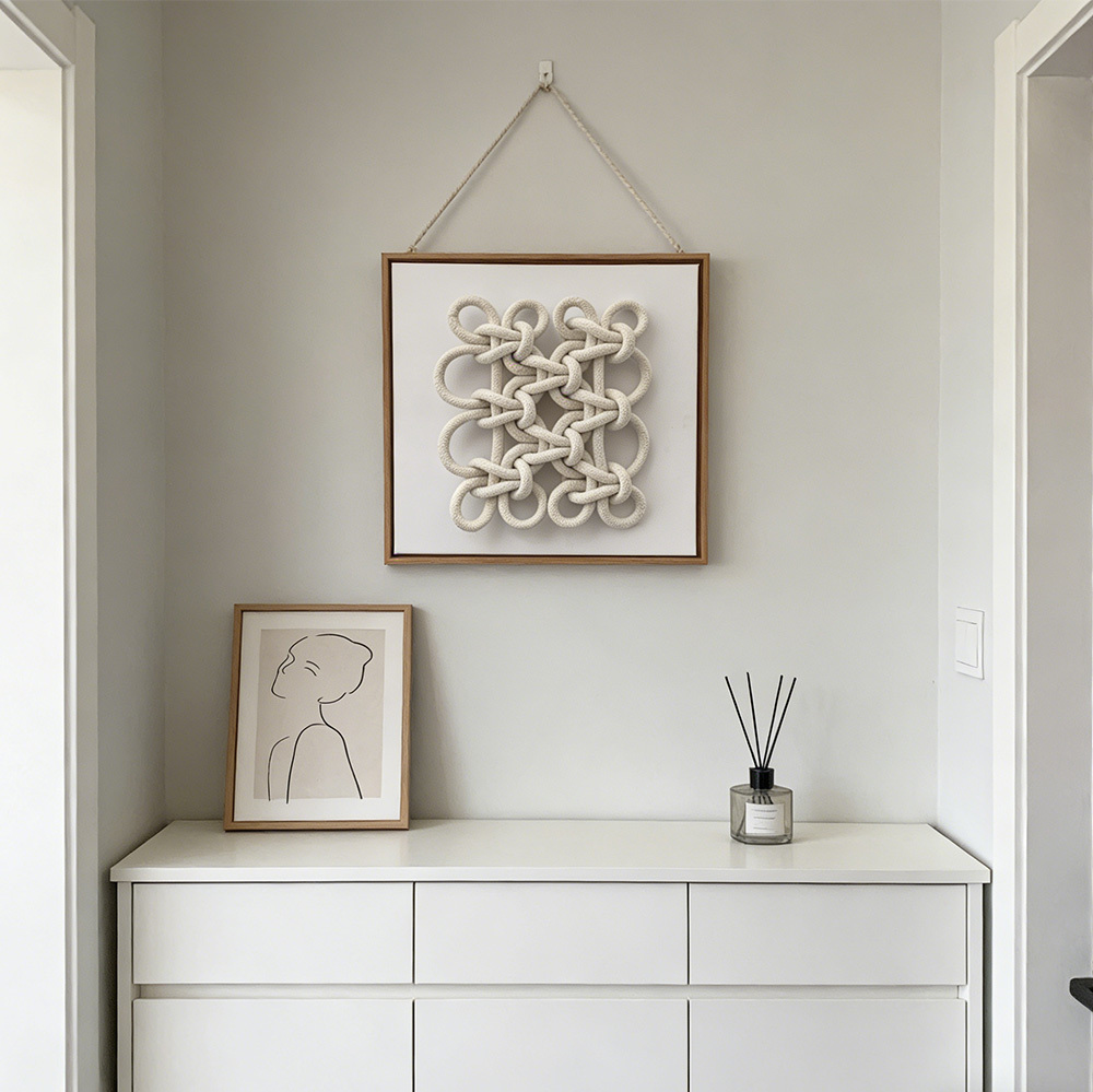 Handmade Macrame Knot Framed Wall Art – Elegant Boho Interior Decor - View 3