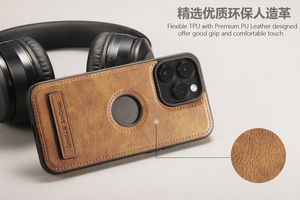 PU deri telefon kılıfları tasarım iphone 16 15 14 13 12 Pro Max standı ile yeni stil logo delik cep telefonu kılıfları - Product Image 5